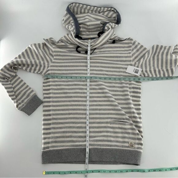 3rd & Army Long Sleeve Pullover Cowl Neck Striped White Grey Hoodie NWT Medium - Picture 10 of 11
